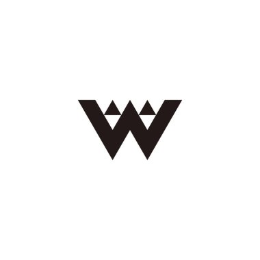 letter W two gems geometric symbol simple logo vector