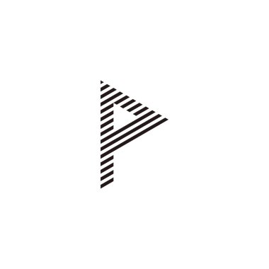 letter P stripes geometric symbol simple logo vector