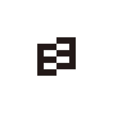 letter E and number 3 square geometric symbol simple logo vector