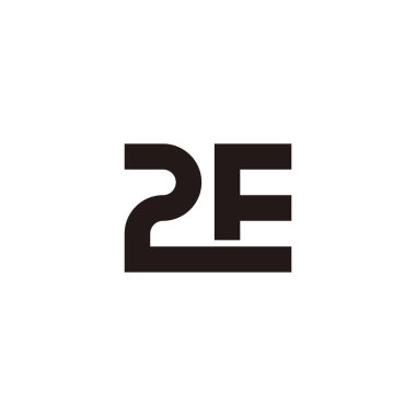 Number 2 letter E connect geometric symbol simple logo vector