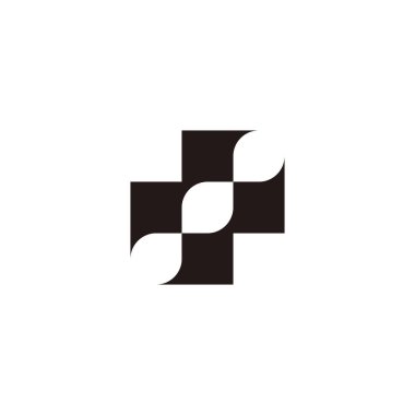 Plus, three leaves geometric symbol simple logo vector