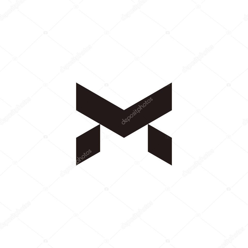 Letter M and V two gems simple symbol logo vector