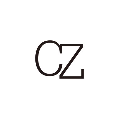 Letter CZ connect geometric symbol simple logo vector