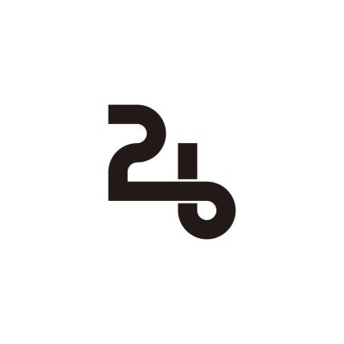 Number 2 and letter b connect geometric symbol simple logo vector