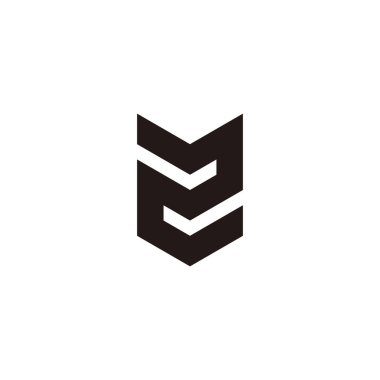 Number 2 shield geometric symbol simple logo vector