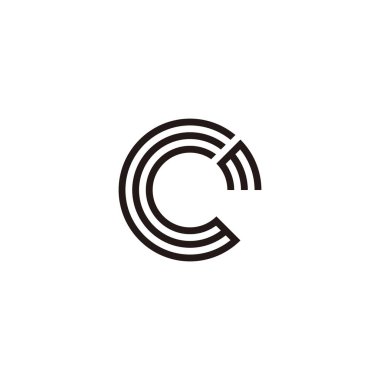 Letter Cm circle, lines geometric symbol simple logo vector