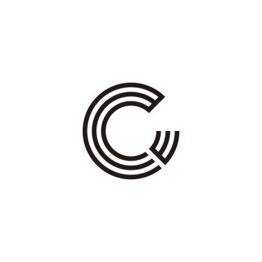 Letter CW circle, lines geometric symbol simple logo vector