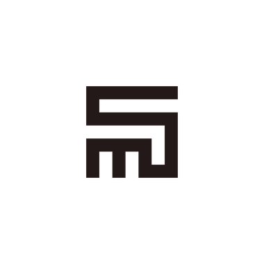 Letter mS square geometric symbol simple logo vector