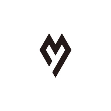 Letter M and y heart geometric symbol simple logo vector