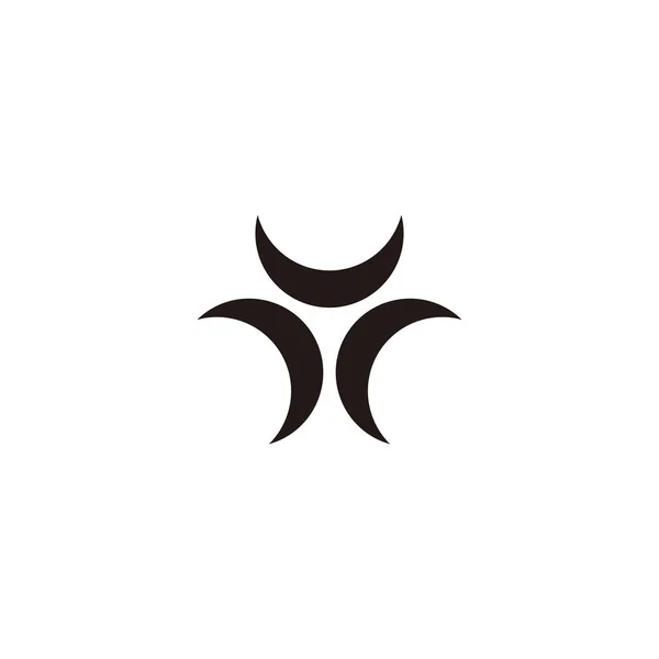 Three Crescent Letter Geometric Symbol Simple Logo Vector — Stockvector