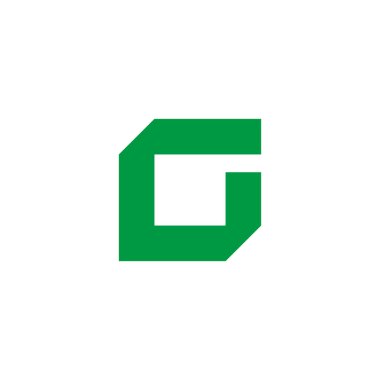 G harfi yaprağı, kare geometrik sembol basit logo vektörü