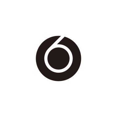 O harfi numara 6, daire geometrik sembol basit logo vektörü