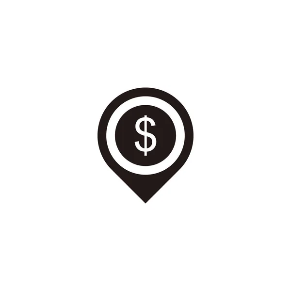 Dollar Localização Símbolo Geométrico Vetor Logotipo Simples — Vetor de Stock