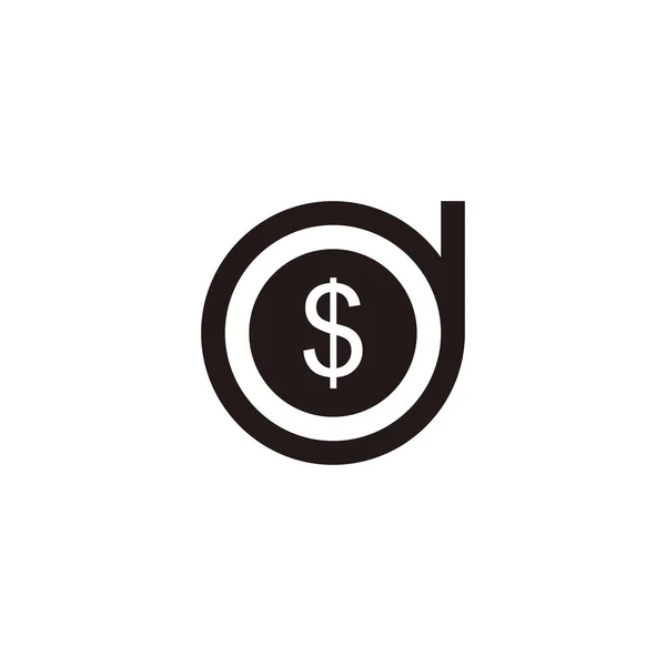 Harfi Dolar Daire Geometrik Sembol Basit Logo Vektörü — Stok Vektör