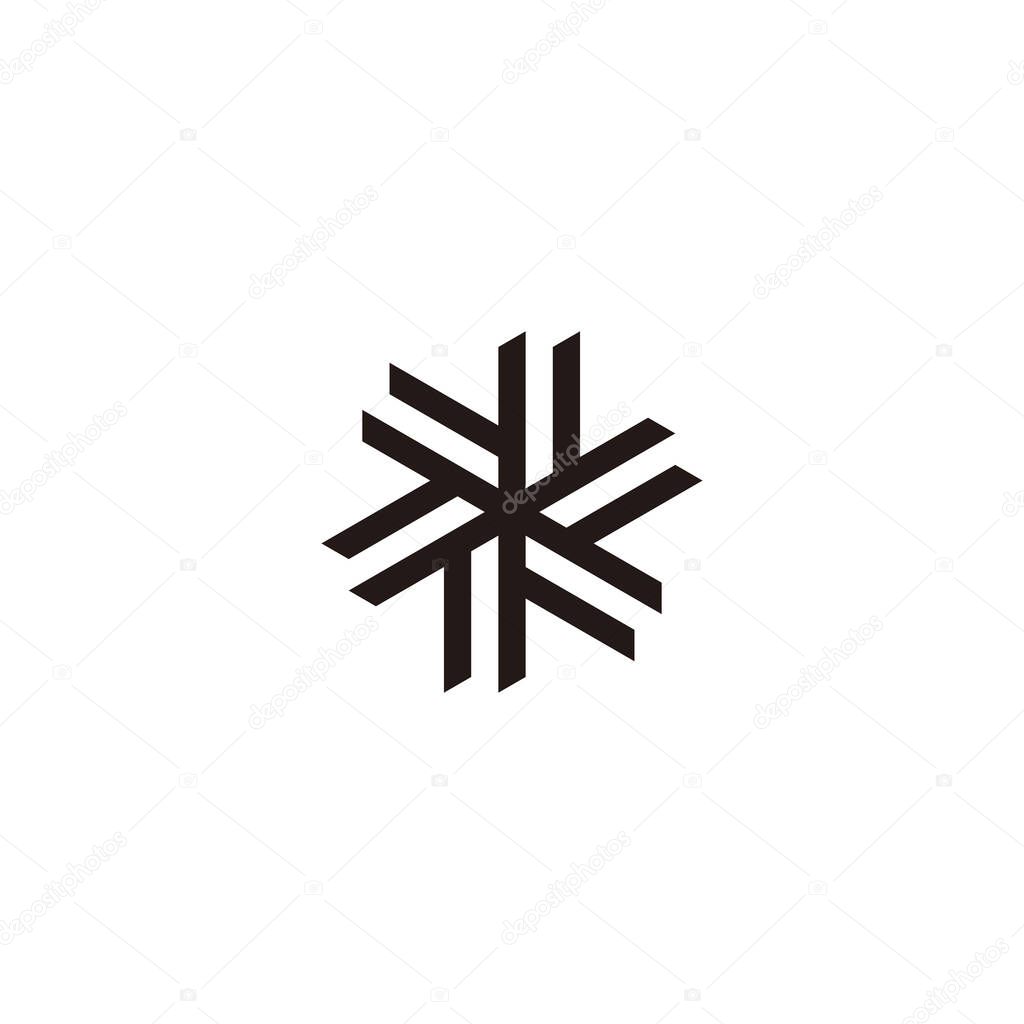 Snowflake, double geometric symbol simple logo vector