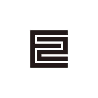 E harfi numara 2, kare eğri geometrik sembol basit logo vektörü