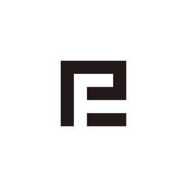 E harfi ve F kare geometrik sembol basit logo vektörü