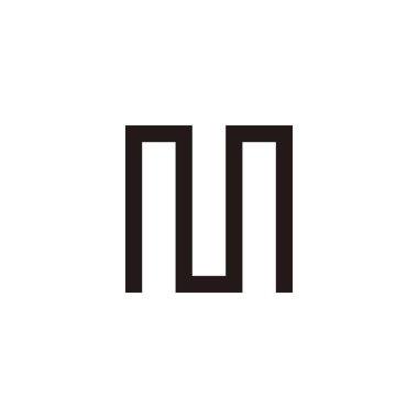 M harfi binası, çizgi geometrik sembolü basit logo vektörü