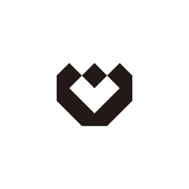 U ve V kare harfi, elmas geometrik sembol basit logo vektörü