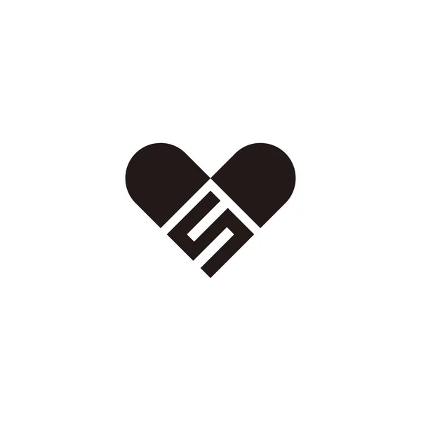 Letra Coração Símbolo Geométrico Único Vetor Logotipo Simples —  Vetores de Stock