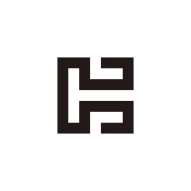 H veya C harfi, kare geometrik sembol basit logo vektörü