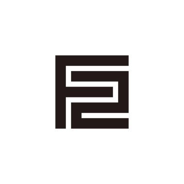 F harfi numara 2, kare geometrik sembol basit logo vektörü