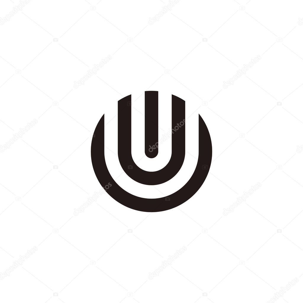 Letter U doubles, circle geometric symbol simple logo vector
