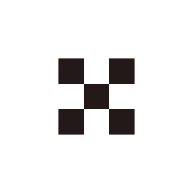 X harfi artı, kare geometrik sembol basit logo vektörü