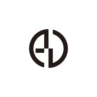 E harfi ve N karesi, daire geometrik sembol basit logo vektörü