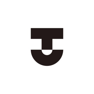 T harfi ve U kalkanı geometrik sembolü basit logo vektörü