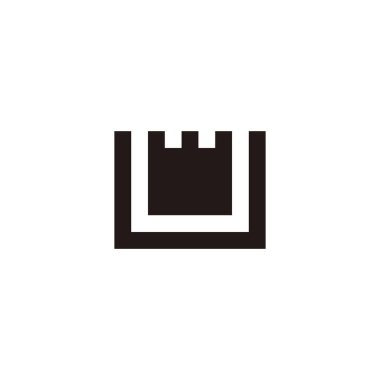 U harfi taç, kare geometrik sembol basit logo vektörü