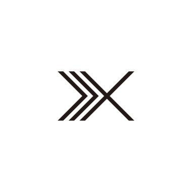 X harfi yönü, çizgi geometrik sembolü basit logo vektörü