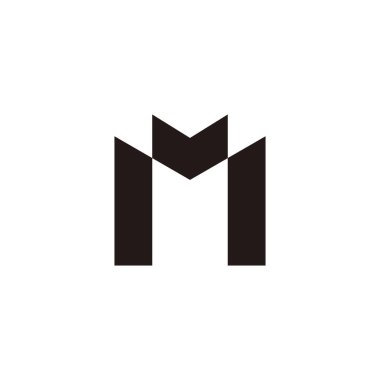 Letter M ribbon geometric symbol simple logo vector