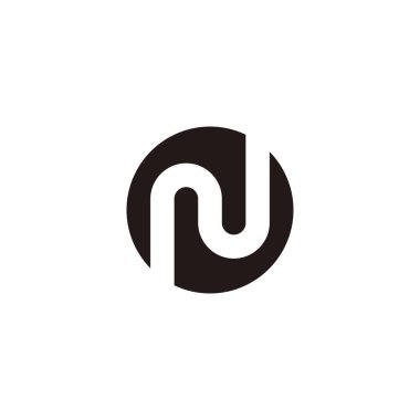 N harfi daire geometrik sembol basit logo vektörü