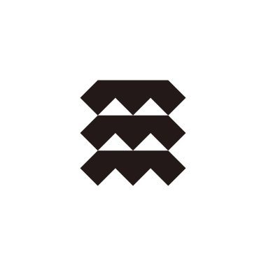 M harfi, üçlü, kare geometrik sembol basit logo vektörü