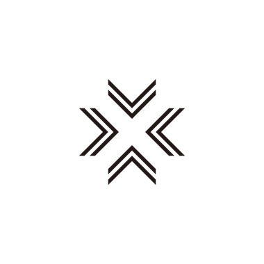 X harfi geometrik sembolü yönlendirir basit logo vektörü