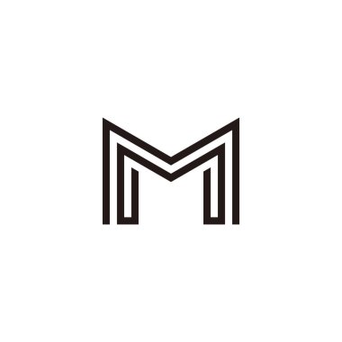 M harfi çift geometrik sembol basit logo vektörü