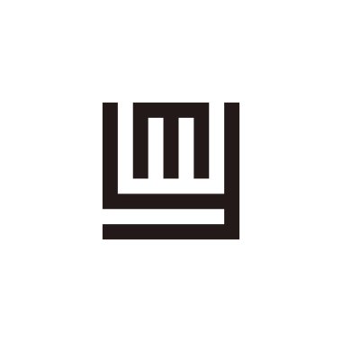 m ve y kare geometrik sembolü basit logo vektörü