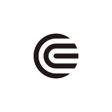 C harfi çift, daire geometrik sembol basit logo vektörü