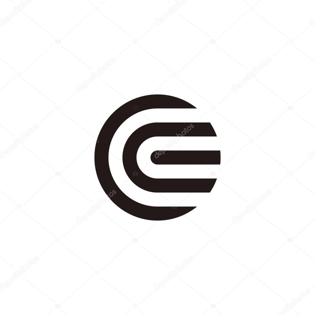 Letter C double, circle geometric symbol simple logo vector