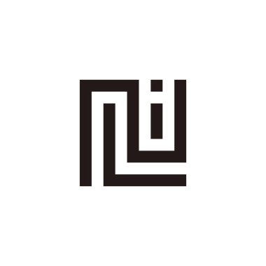 N harfi, L ve i, kare geometrik sembol basit logo vektörü
