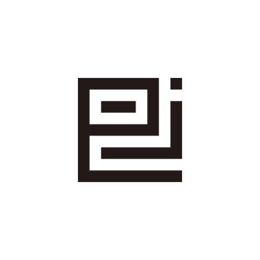 Letter e and j square geometric symbol simple logo vector