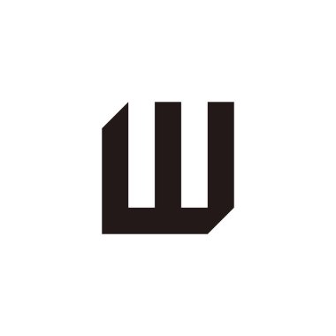 W harfi yaprağı, kare geometrik sembol basit logo vektörü