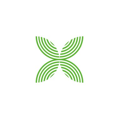 H harfi yaprakları, çizgili geometrik sembol basit logo vektörü