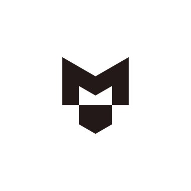 M harfi kurdelesi, ok geometrik sembolü basit logo vektörü