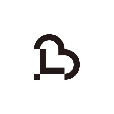 Harf L ve B nokta geometrik sembol basit logo vektörü