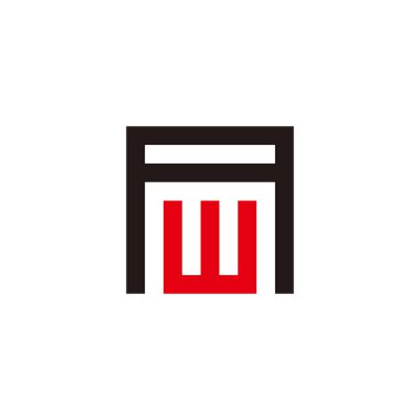 Harf A ve W kare geometrik sembol basit logo vektörü