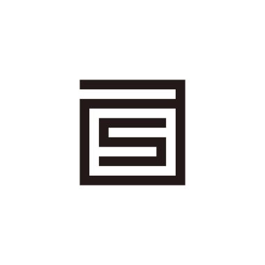 S harfi, kare geometrik sembol basit logo vektörü