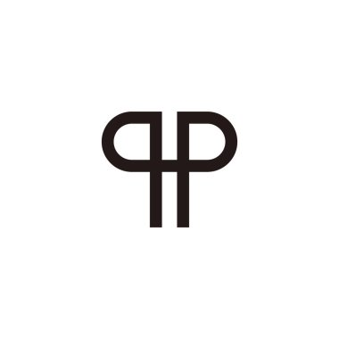 Harf q ve p bağlantısı, özet geometrik sembol basit logo vektörü