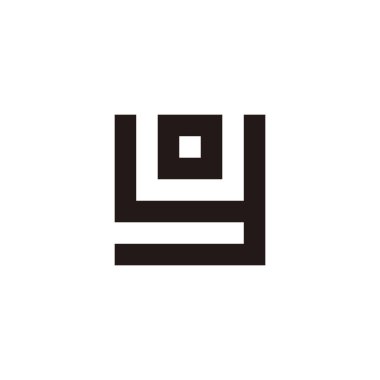 Y ve O kare geometrik sembolü basit logo vektörü